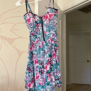 Material Girl Floral Mini Dress - Pink and Blue